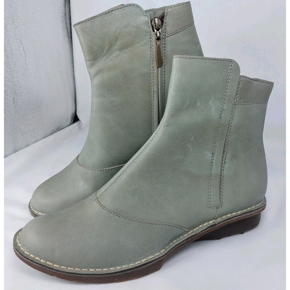 Sergio Tomani Zip Ankle Bootie Wms Size 41 (9) 3.5"wide  Handmade‎ Grey Leather